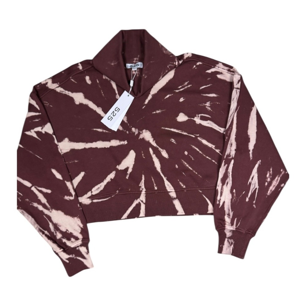 525 America Tie Dye Cropped Sweatshirt XS Funnel Neck NWT